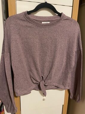 George Mauve Knit Tie-Front Sweatshirt